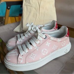 Louis Vuitton Pink and White Monogram Sneakers